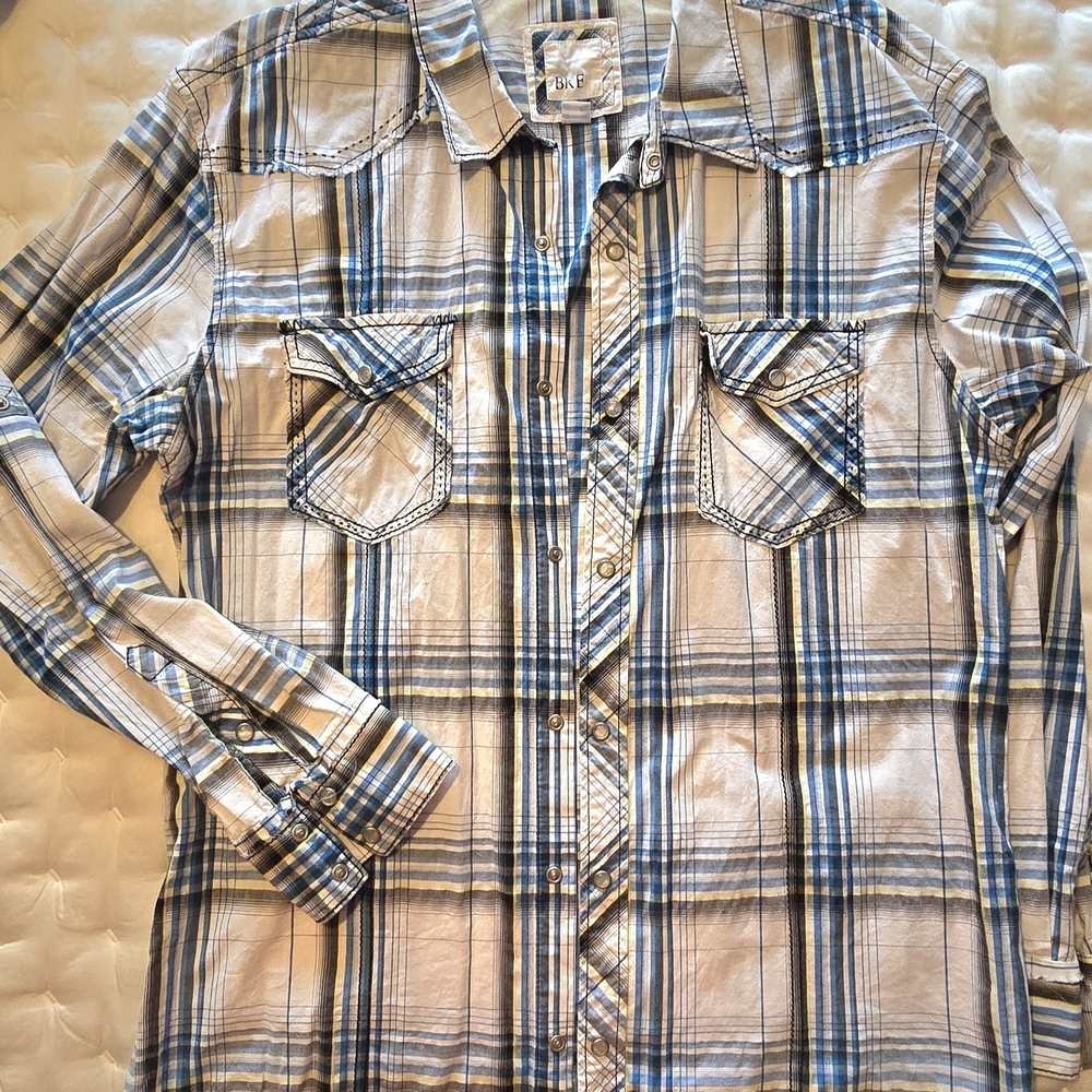 BKE Men's Blue Plaid Shirt